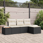 vidaXL Gartensofa-set mit Kissen mit Kissen 4 pcs Schwarz Poly-Rattan