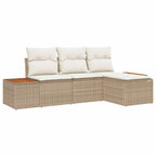 vidaXL Garten-Sofa-Set mit Kissen mit Kissen 4 pcs Beige Poly-Rattan