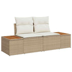 vidaXL Garten-Sofa-Set mit Kissen mit Kissen 4 pcs Beige Poly-Rattan