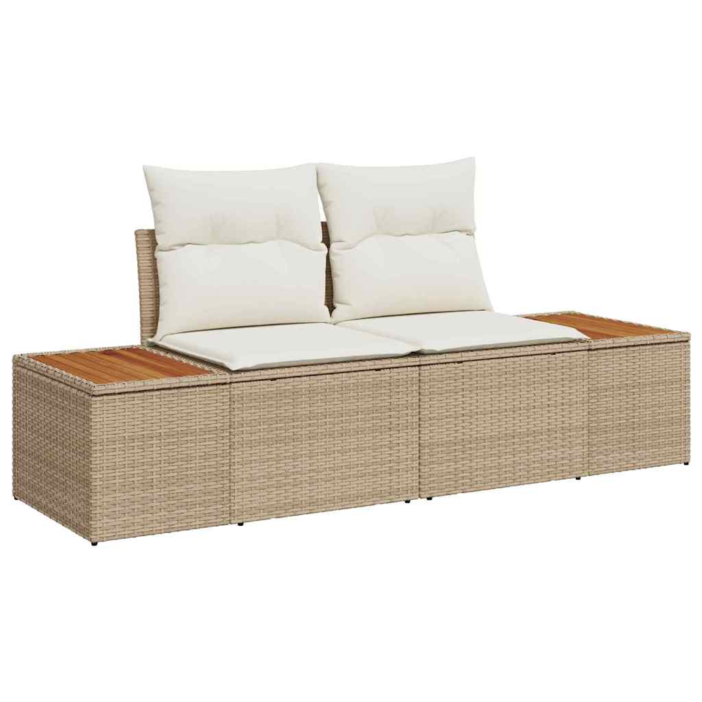 vidaXL Garten-Sofa-Set mit Kissen mit Kissen 4 pcs Beige Poly-Rattan