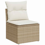 vidaXL Garten-Sofa-Set mit Kissen mit Kissen 4 pcs Beige Poly-Rattan