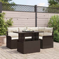 vidaXL Garten-Sofa-Set mit Kissen 5 pcs Schwarz Poly Rattan