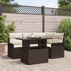 vidaXL Garten-Sofa-Set mit Kissen 5 pcs Schwarz Poly Rattan