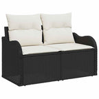 vidaXL Sitzgruppe für den Outdoor mit Kissen 6 pcs Schwarz Poly Rattan