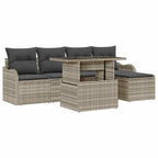 vidaXL Sitzgruppe für den Outdoor 6 pcs Hellgrau Poly Rattan