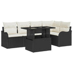 vidaXL Essgruppe mit Kissen 6 pcs Schwarz Poly Rattan