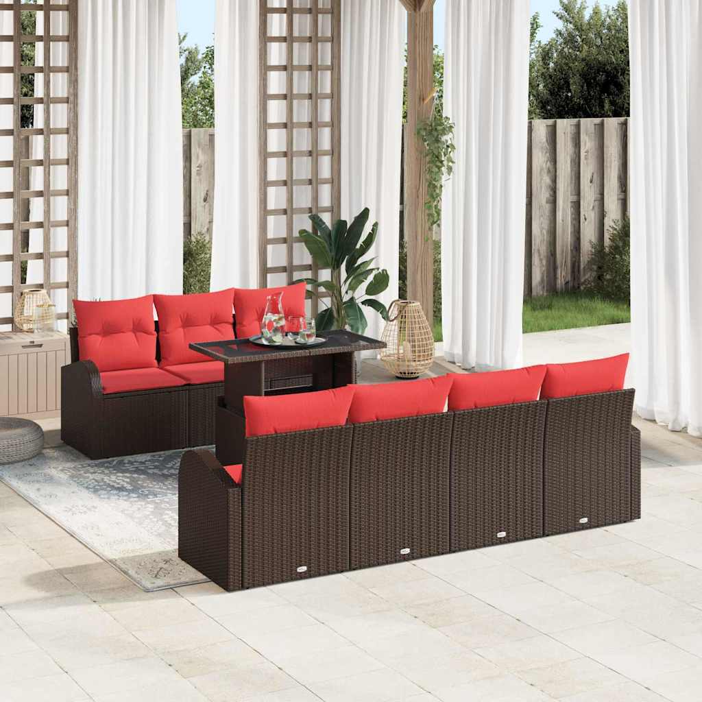 vidaXL Gartensofa-set mit Speicher 8 pcs Braun Poly Rattan