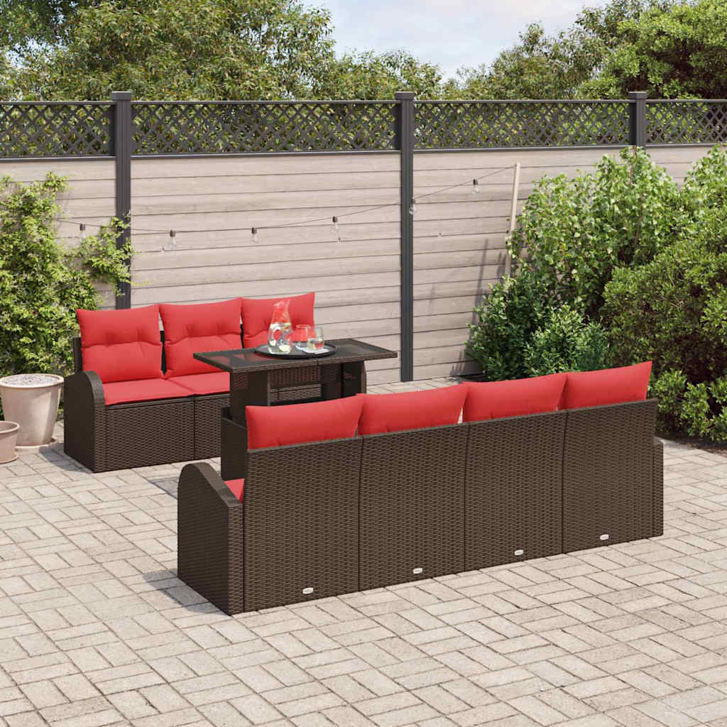 vidaXL Gartensofa-set mit Speicher 8 pcs Braun Poly Rattan