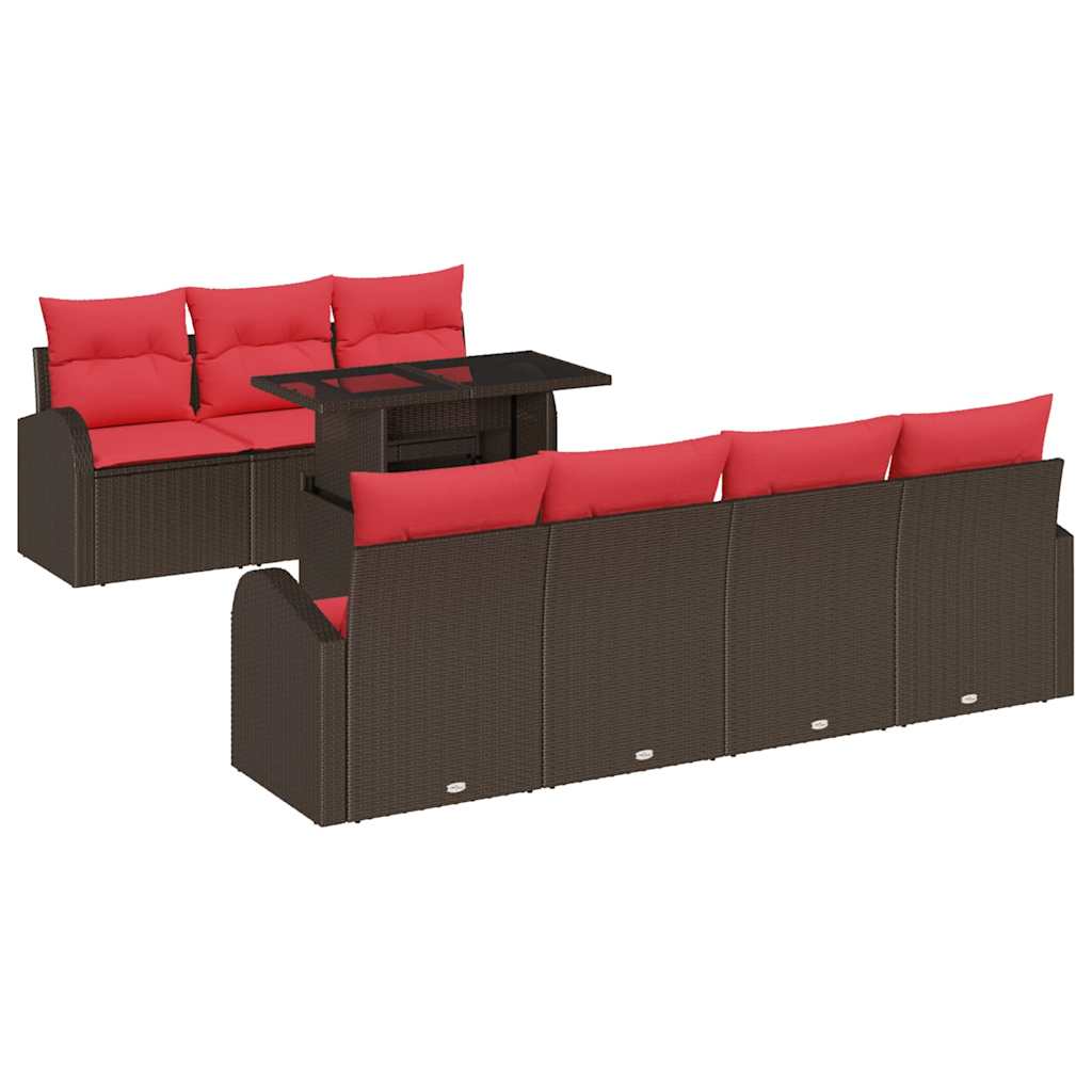 vidaXL Gartensofa-set mit Speicher 8 pcs Braun Poly Rattan