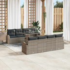 vidaXL Gartensofa-set mit Speicher 9 pcs Grau Poly-Rattan