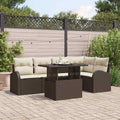 vidaXL Gartensofa-set mit Speicher 6 pcs Schwarz und Creme Poly-Rattan