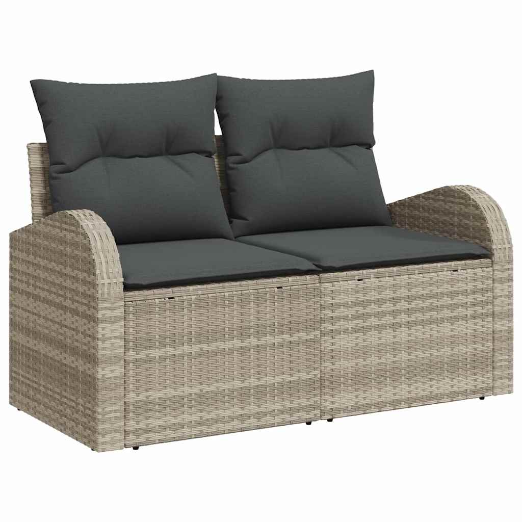 vidaXL Gartensofa-set mit Speicher 7 pcs Hellgrau Poly-Rattan