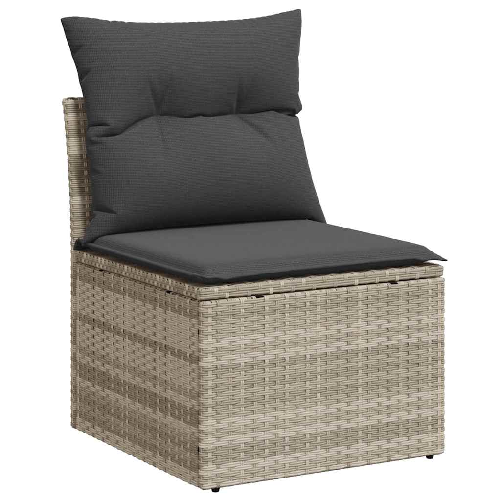 vidaXL Gartensofa-set mit Speicher 7 pcs Hellgrau Poly-Rattan