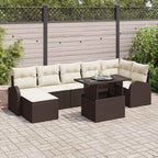 vidaXL Garten-Sofa-Set mit Kissen 8 pcs Braun und Creme