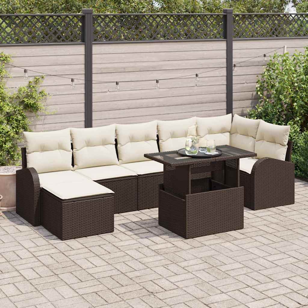 vidaXL Garten-Sofa-Set mit Kissen 8 pcs Braun und Creme
