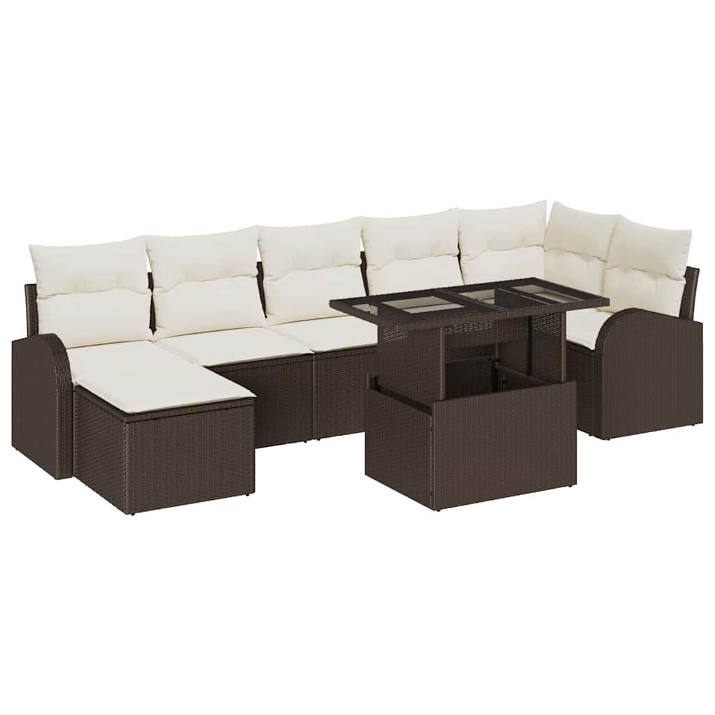 vidaXL Garten-Sofa-Set mit Kissen 8 pcs Braun und Creme