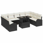 vidaXL Gartensofa-set mit Kissen 10 pcs Schwarz und Creme Poly-Rattan