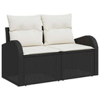 vidaXL Gartensofa-set mit Kissen 10 pcs Schwarz und Creme Poly-Rattan