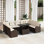vidaXL Gartensofa-set mit Speicher 10 pcs Braun und Creme Poly-Rattan