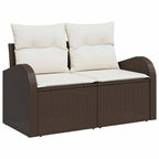 vidaXL Gartensofa-set mit Speicher 10 pcs Braun und Creme Poly-Rattan