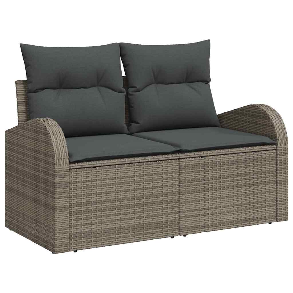 vidaXL Gartensofa-set mit Speicher mit Kissen 10 pcs Grau Poly-Rattan