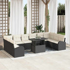 vidaXL Garten-Sofa-Set mit Kissen 11 pcs Schwarz und Creme Poly-Rattan