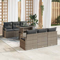 vidaXL Gartensofa-set mit Speicher mit Kissen 7 pcs Grau Poly-Rattan