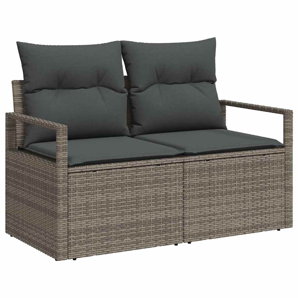 vidaXL Gartensofa-set mit Speicher mit Kissen 7 pcs Grau Poly-Rattan