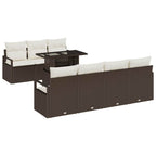 vidaXL Garten-Sofa-Set mit Kissen 8 pcs Braun und Creme Poly-Rattan