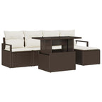 vidaXL Garten-Sofa-Set mit Kissen 6 pcs Braun und Creme