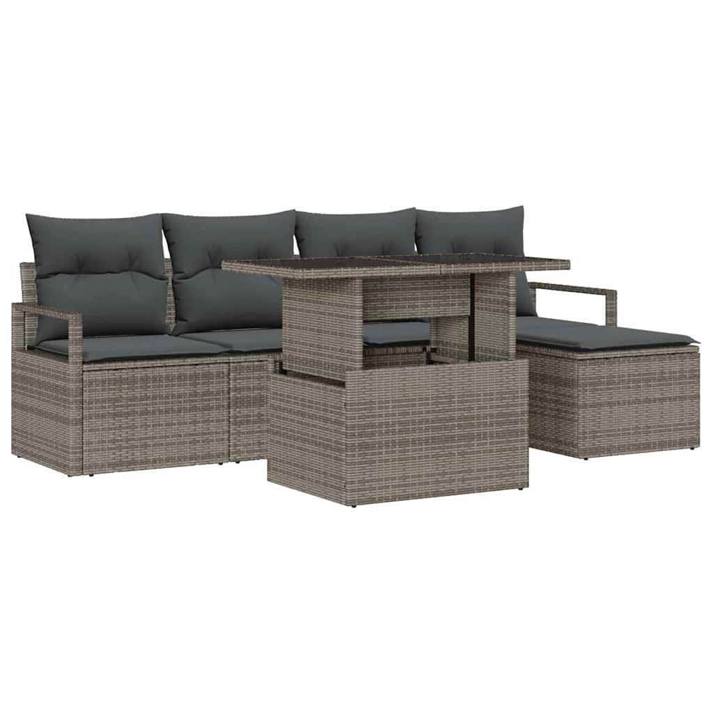 vidaXL Garten-Sofa-Set mit Kissen 6 pcs Grau