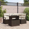 vidaXL Garten-Sofa-Set mit Kissen 5 pcs Schwarz und Creme Poly-Rattan