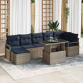 vidaXL Gartensofa-set 8 pcs Grau und Marineblau Poly-Rattan