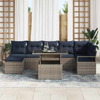 vidaXL Gartensofa-set 8 pcs Grau und Marineblau Poly-Rattan