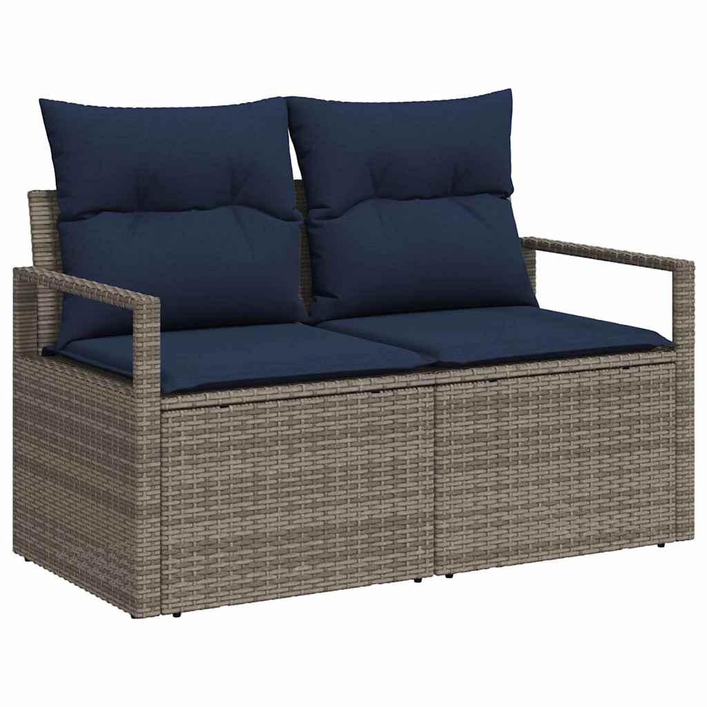 vidaXL Gartensofa-set 8 pcs Grau und Marineblau Poly-Rattan