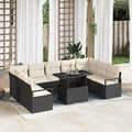 vidaXL Garten-Sofa-Set mit Kissen 10 pcs Schwarz und Creme Poly-Rattan