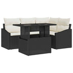 vidaXL Gartensofa-set mit Kissen 5 pcs Schwarz und Creme Poly-Rattan