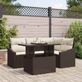 vidaXL Gartensofa-set mit Kissen 5 pcs Schwarz und Creme Poly-Rattan