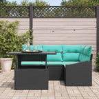 vidaXL Garten-Sofa-Set mit Kissen mit Speicher 5 pcs Schwarz und blau