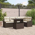 vidaXL Garten-Sofa-Set mit Kissen mit Speicher 6 pcs Schwarz und Creme