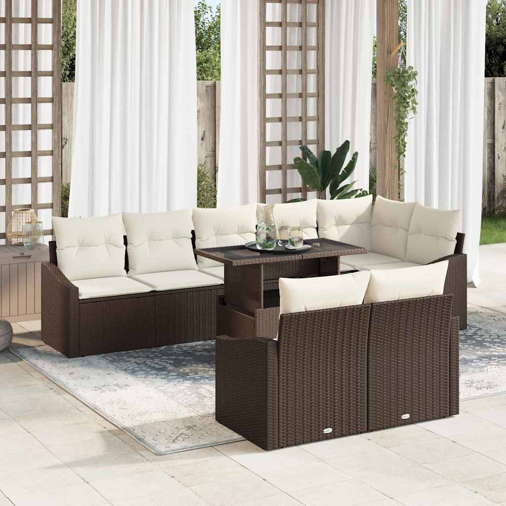 vidaXL Garten-Sofa-Set mit Kissen mit Speicher 9 pcs Schwarz und blau