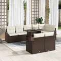 vidaXL Garten-Sofa-Set mit Kissen mit Speicher 9 pcs Schwarz und blau