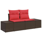 vidaXL Garten-Sofa-Set mit Kissen mit Speicher 10 pcs Braun und Rot