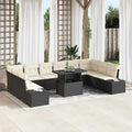 vidaXL Garten-Sofa-Set mit Kissen 11 pcs Schwarz und Creme