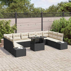 vidaXL Garten-Sofa-Set mit Kissen 11 pcs Schwarz und Creme
