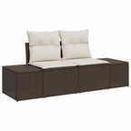 vidaXL Garten-Sofa-Set mit Kissen mit Speicher 11 pcs Braun und Creme