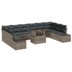 vidaXL Garten-Sofa-Set mit Kissen mit Speicher 11 pcs Grau