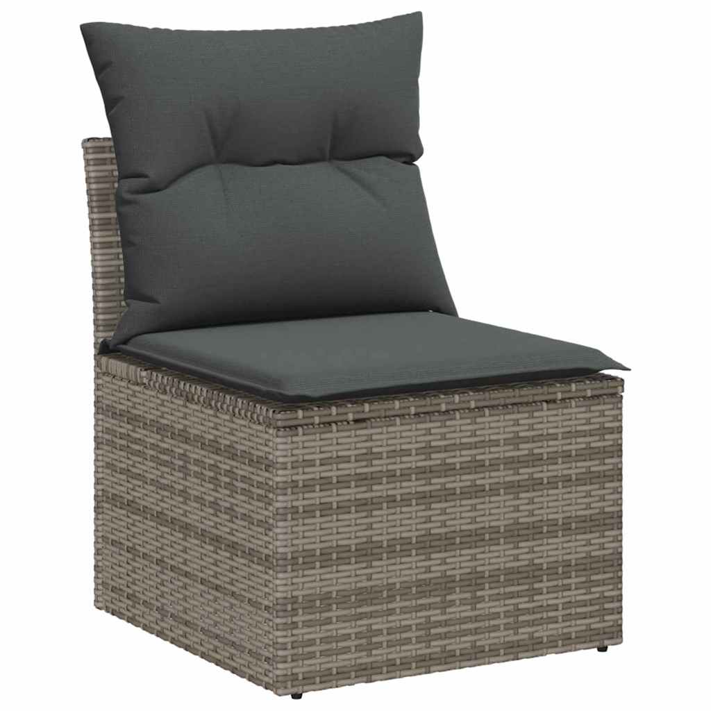 vidaXL Garten-Sofa-Set mit Kissen mit Speicher 11 pcs Grau