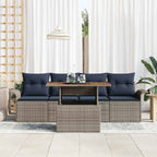 vidaXL Garten-Sofa-Set mit Kissen 5 pcs Grau und Marineblau