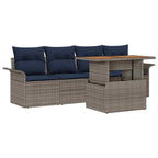 vidaXL Garten-Sofa-Set mit Kissen 5 pcs Grau und Marineblau